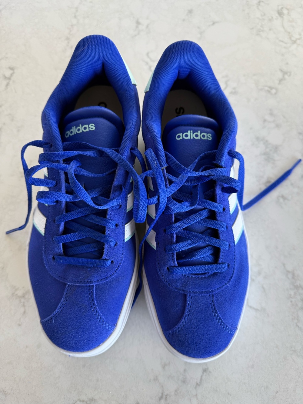 Adidas Blue Lace-Up Sneakers with White Stripes